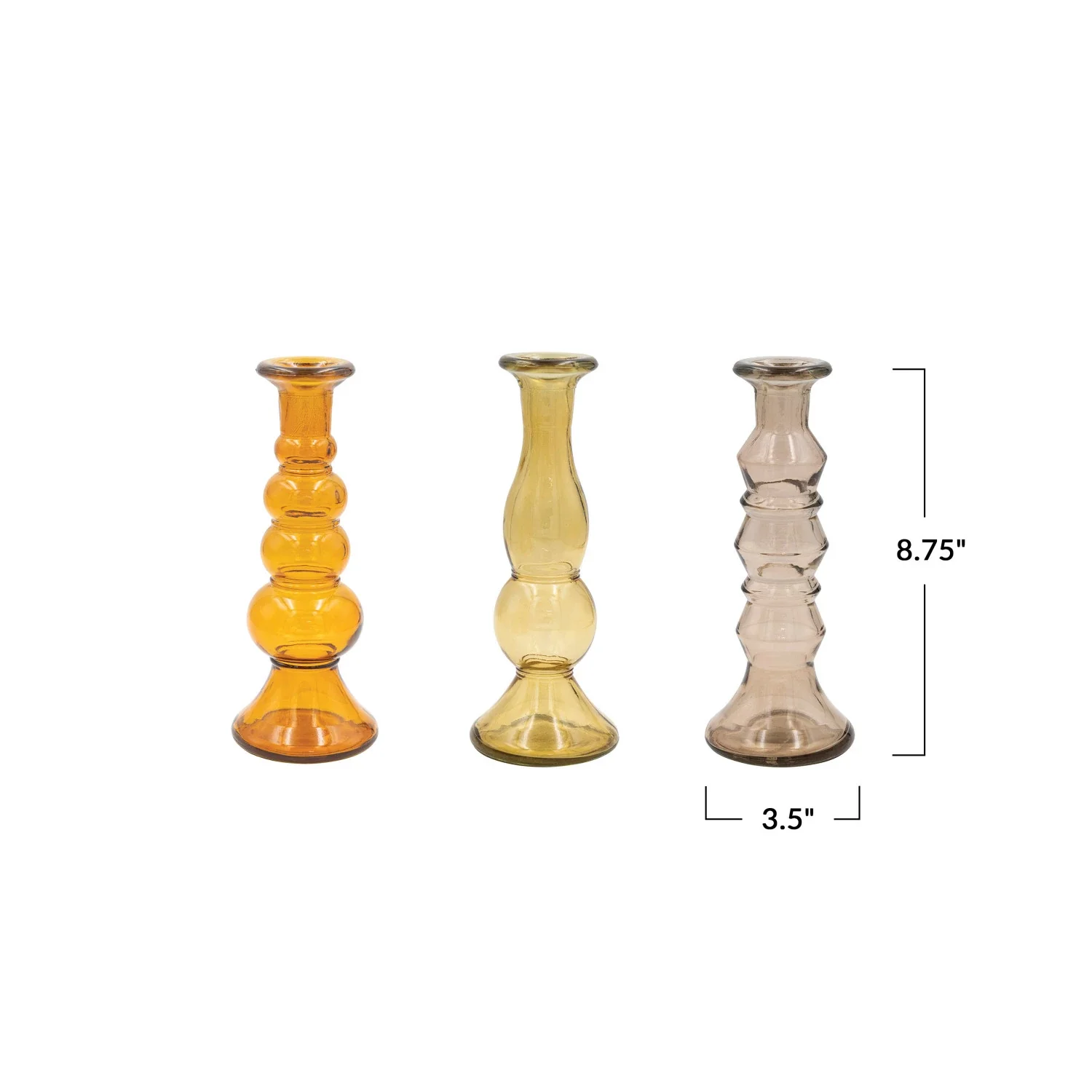 Recycled Glass Taper Holder, 3 Colors, 3 Styles - Image 3