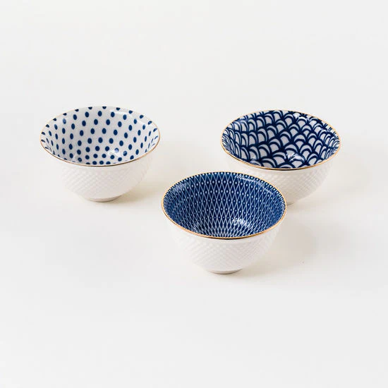 Blue Mini Bowl, 3 Assorted