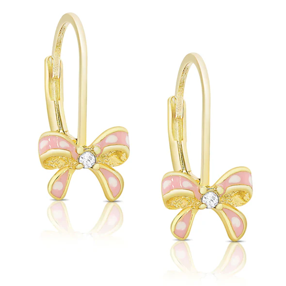 Bow Drop Earrings with CZ