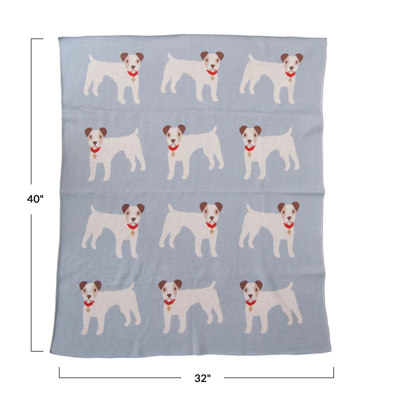 Cotton Knit Baby Blanket w/ Dogs - Image 2