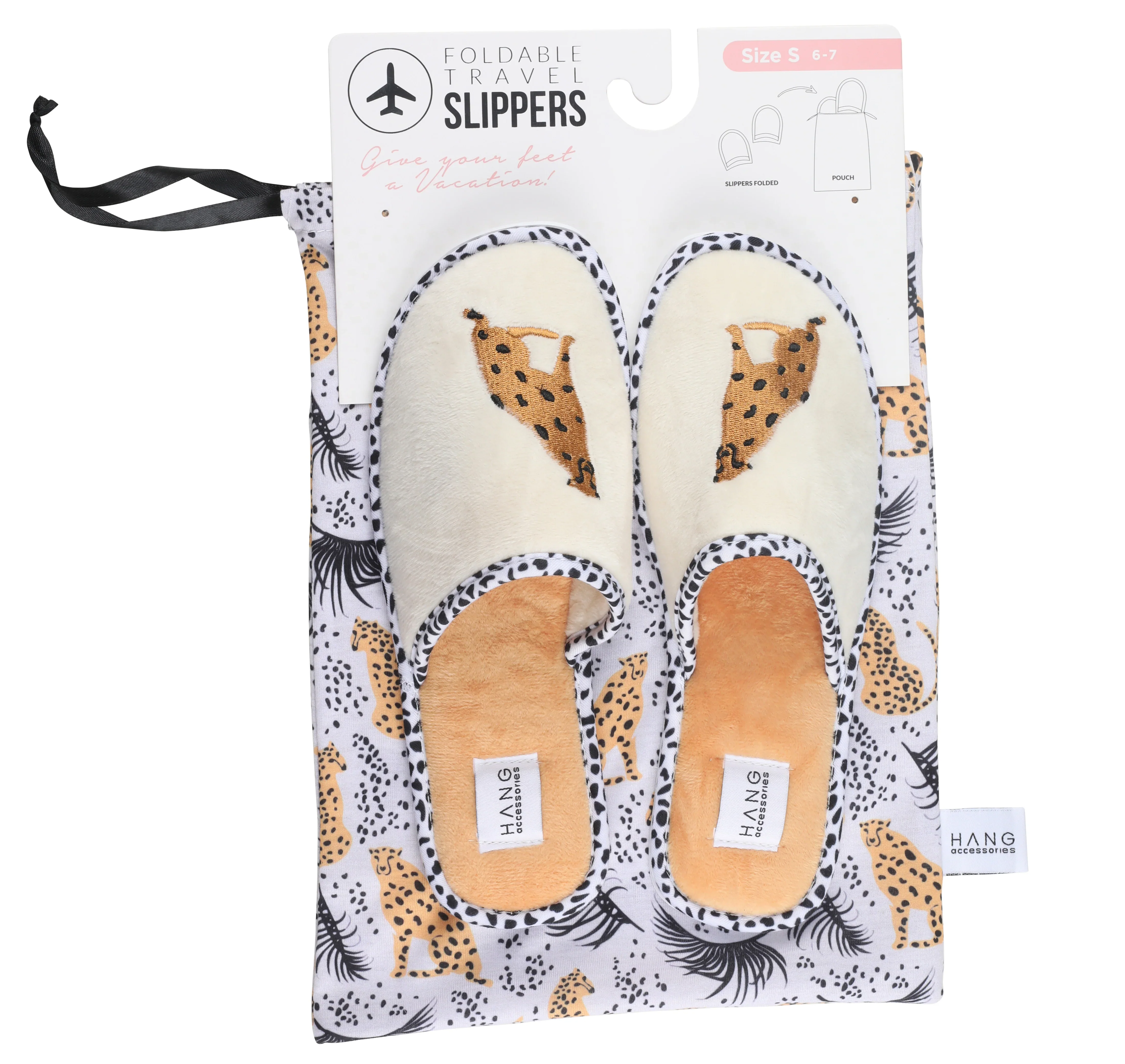 Foldable Travel Slippers, Cheetah - Image 2