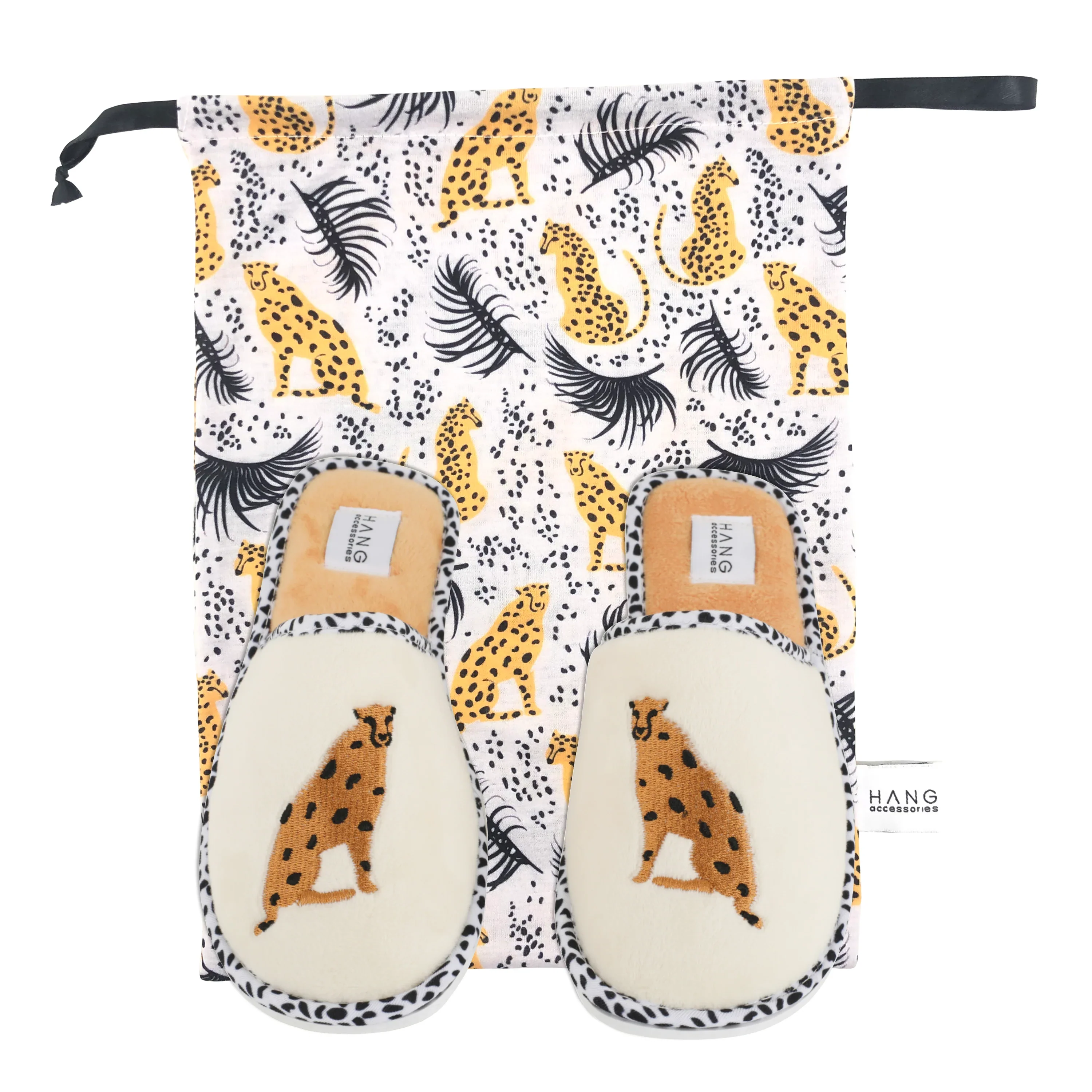 Foldable Travel Slippers, Cheetah - Image 3