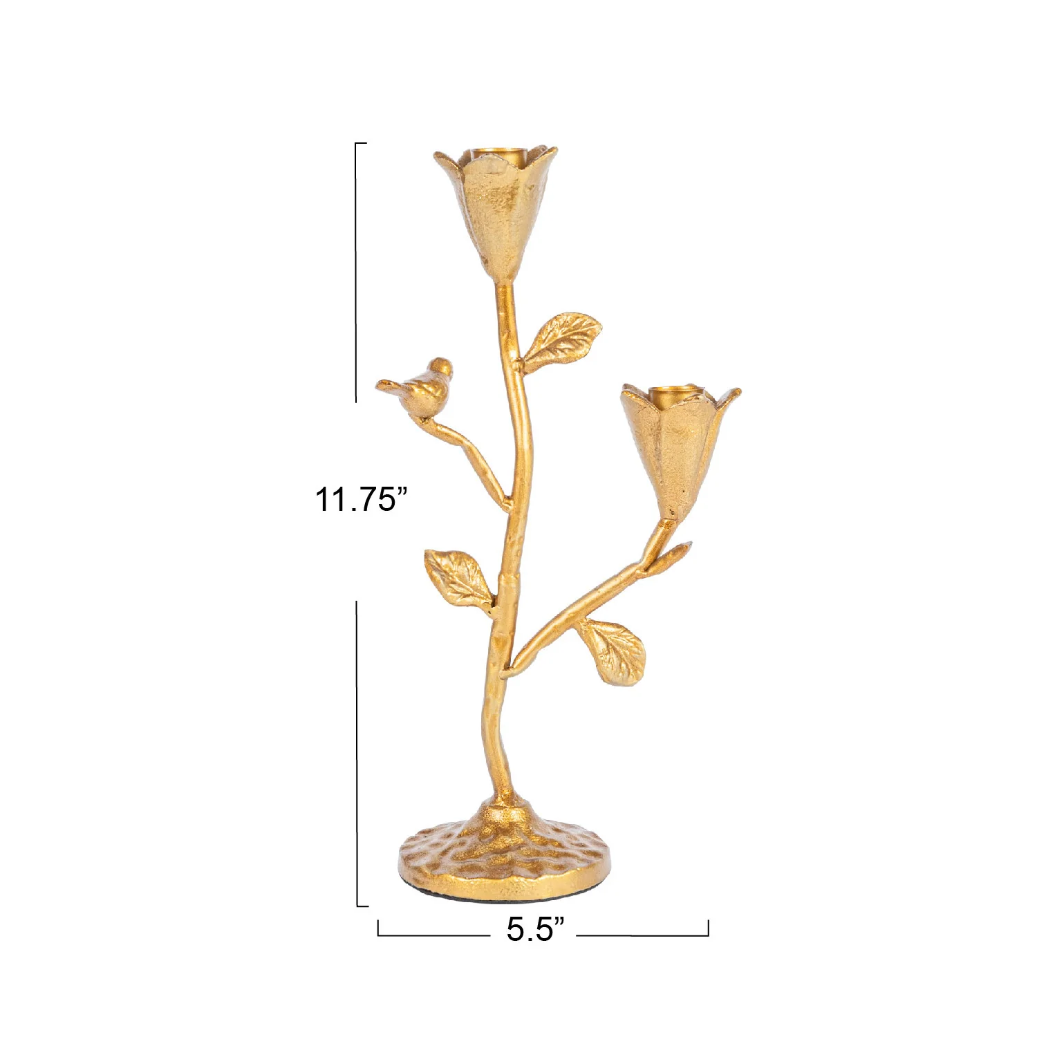 Hand Forged Candleabra with Flowers & Bird - Image 4