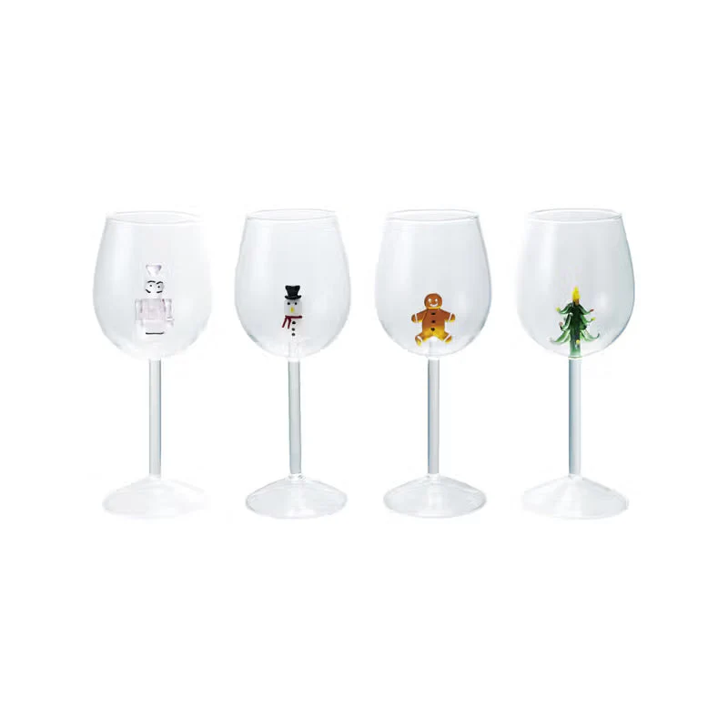 Stemmed Wine Glass w/ Holiday Figurine Inside, 4 styles - Image 5