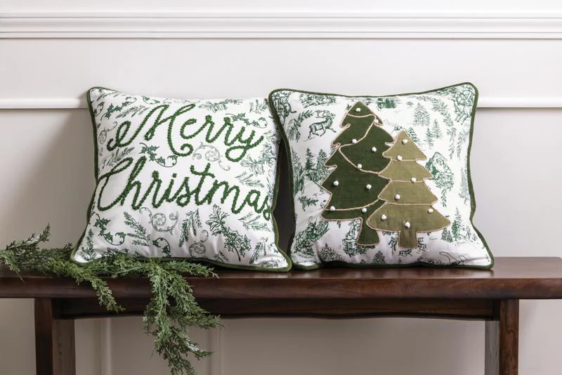 Tree Green Toile Pillow - Image 2