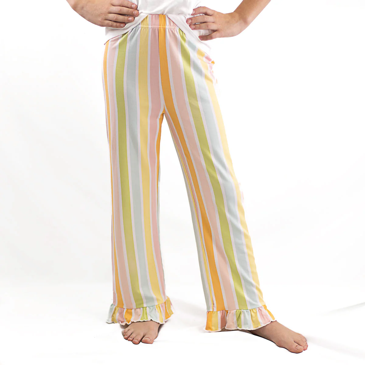 Youth Candy Stripe Ruffle Lounge Pants